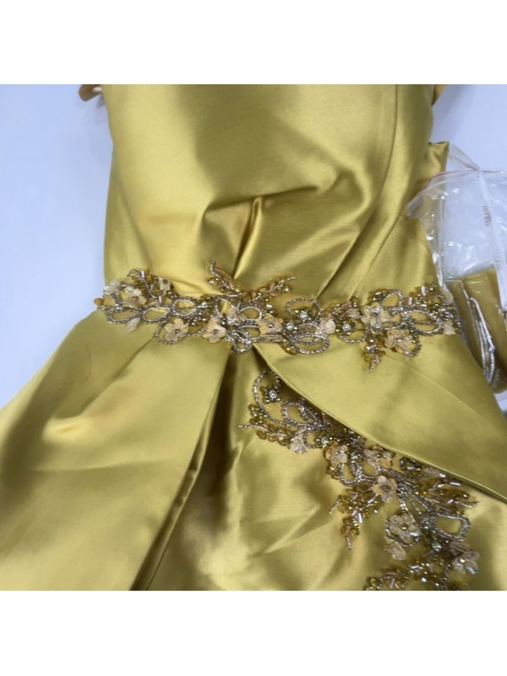 Terani Couture Mustard Yellow Satin Mikaido Mermaid Gown - Picture 3 of 13